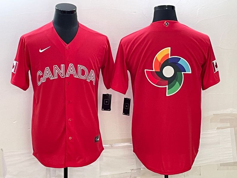 Men 2023 World Cub Canada Blank Red Nike MLB Jersey4->more jerseys->MLB Jersey
